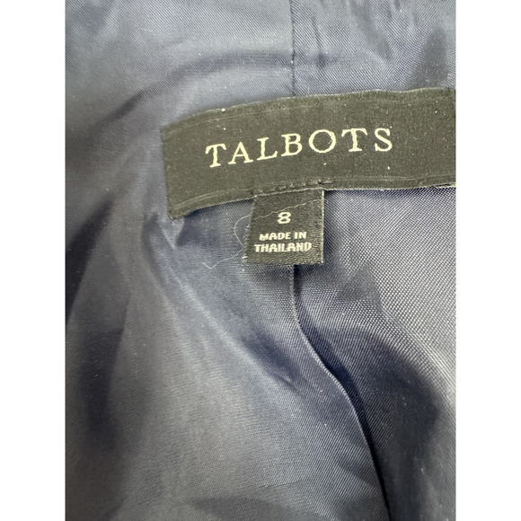 Talbots Women's Navy Blue Tweed Blazer Academia Preppy Plaid Pockets Women's 8 - Picture 7 of 8